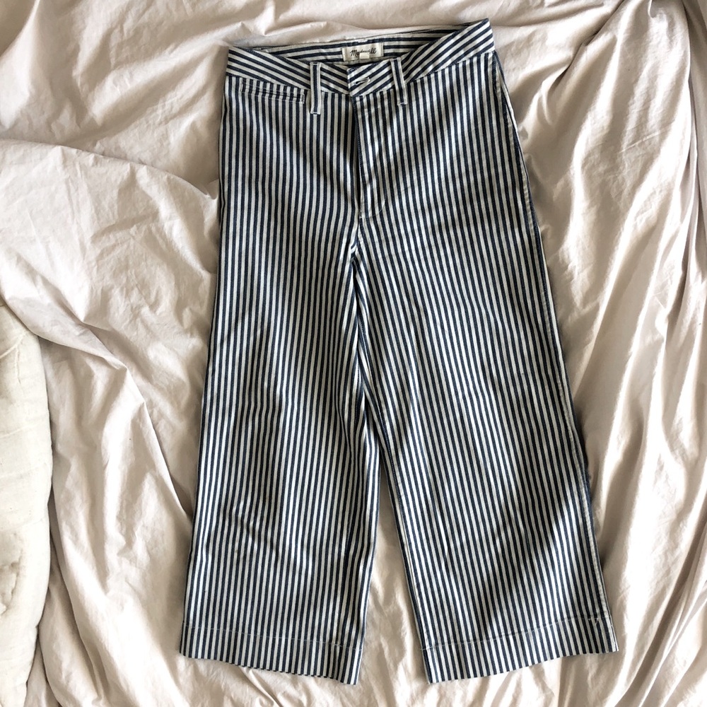 Madewell Emmett Blue Stripe Crop Pants